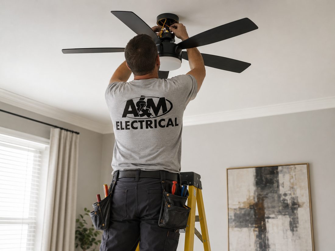 Ceiling Fan & Fixture Installation — A&M Electrical job photo
